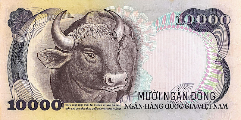South Vietnam banknotes, Việt Nam Cộng hòa đồng, 10000 Dong, 1972, Pick Pick P-36, UNC