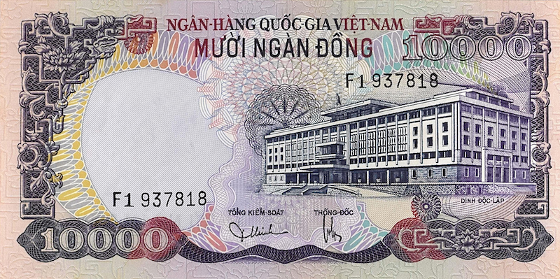 South Vietnam banknotes, Việt Nam Cộng hòa đồng, 10000 Dong, 1972, Pick Pick P-36, UNC