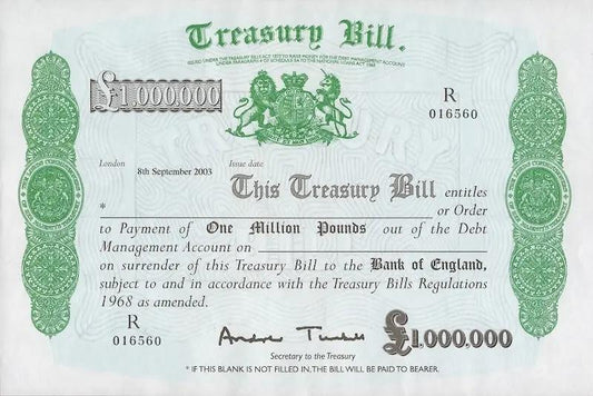 United Kingdom Treasury banknote, £1000000 pounds, 2003, Pick P-361B, UNC