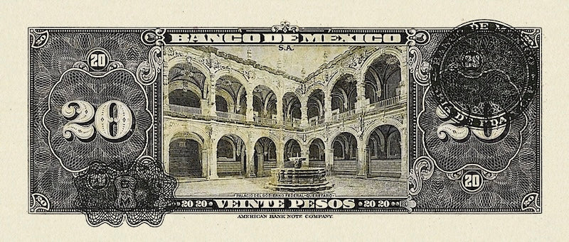 Mexico banknote, Banco de México, 20 Pesos, 1936, Pick P-36, UNC