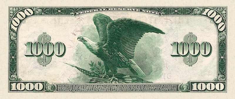 United States Federal Reserve Notes banknote, $1000 Dollars, 1918, Pick P-365, UNC