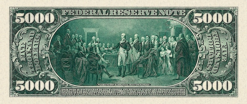 United States Federal Reserve Notes banknote, $5000 Dollars, 1918, Pick P-366, UNC
