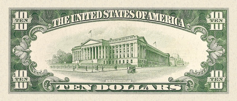 United States Treasury Gold Certificates banknote, $10 Dollars, Year 1928, Pick P-400, UNC
