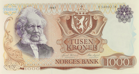 Norway banknote, Norges Bank, 1000 Kroner, 1962, Pick P-40, UNC