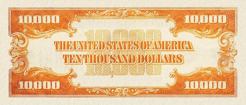 United States Treasury Gold Certificate banknote, $10000 Dollars, 1934, Pick P-410, UNC