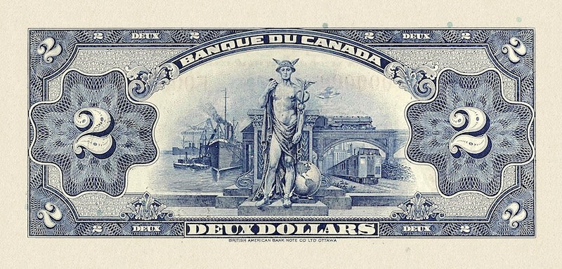 Canada banknotes, Banque du Canada French Series, $2 Dollars, 1935, Pick P-41, UNC