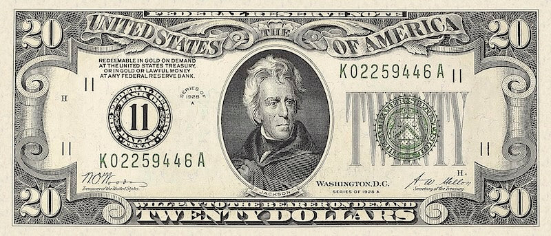 United States Federal Reserve banknote, $20 Dollars, 1928, Pick P-422, UNC