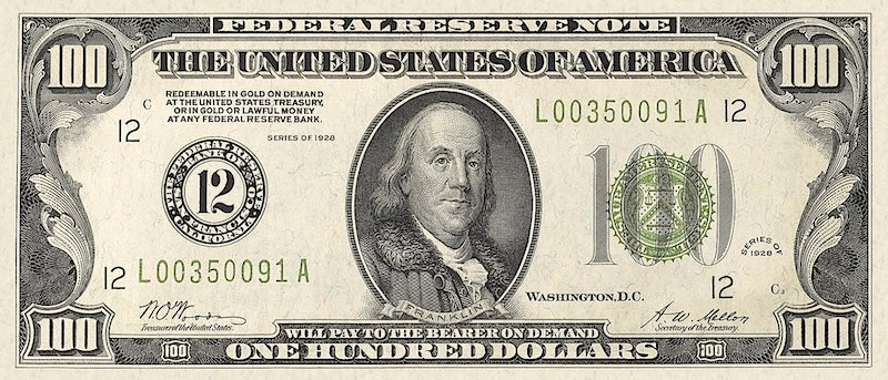 United States Federal Reserve banknote, $100 Dollars, 1928, Pick P-424, UNC