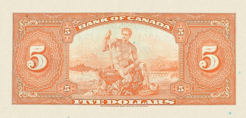 Canada banknotes, Bank of Canada English Series, $5 Dollars, 1935, Pick P-42, UNC