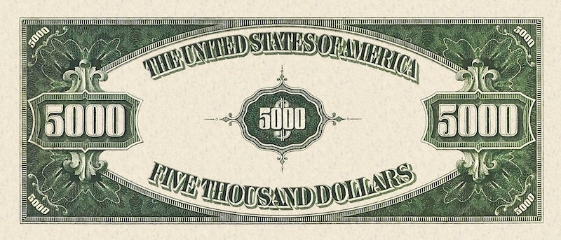 United States Federal Reserve banknote, $5000 Dollars, 1928, Pick P-427, UNC