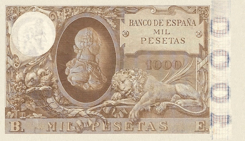 Spain banknote, Banco de España, 1000 Pesetas, Year 1895, Pick P-45, UNC