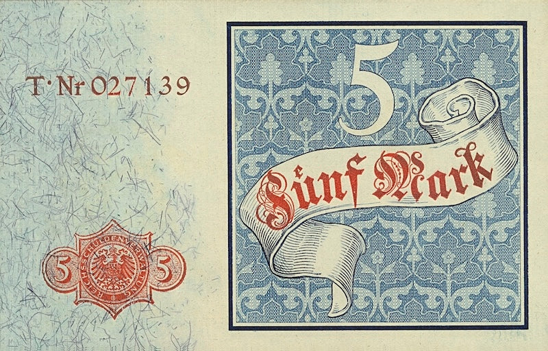 Germany banknote, Rentenbankschein, 5 Mark, 1882, Pick P-4, UNC