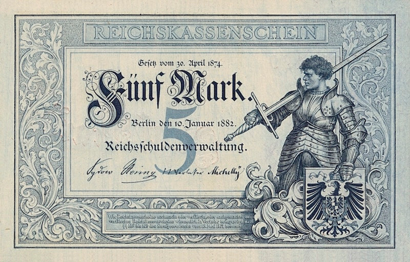 Germany banknote, Rentenbankschein, 5 Mark, 1882, Pick P-4, UNC