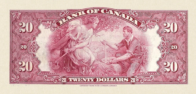 Canada banknotes, Bank of Canada English Series, $20 Dollars, 1935, Pick P-46, UNC