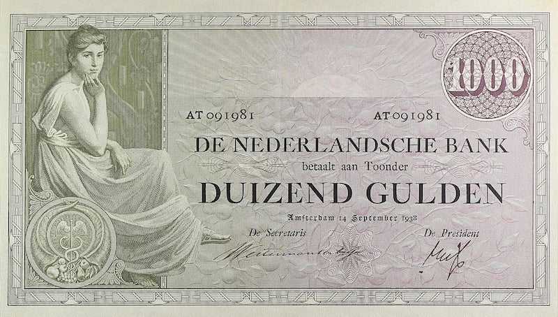 Netherlands banknote, Nederlandsche Bank, 1000 Gulden, 1924, Pick P-48, UNC
