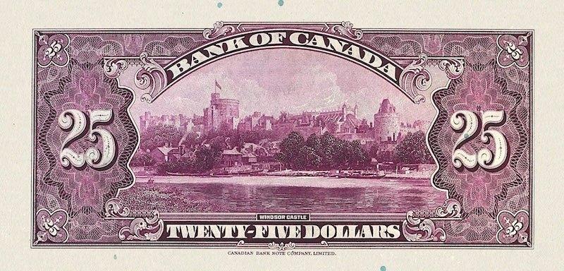 Canada banknote, King George V, 25th Ascension Anniversary, $25 Dollars, 1935, Pick P-48, UNC