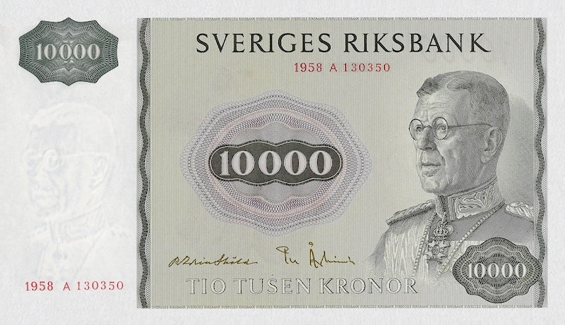 Sweden banknote, Sveriges Riksbank, 10000 Kronor, 1959, Pick P-49, UNC