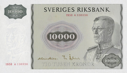 Sweden banknote, Sveriges Riksbank, 10000 Kronor, 1959, Pick P-49, UNC