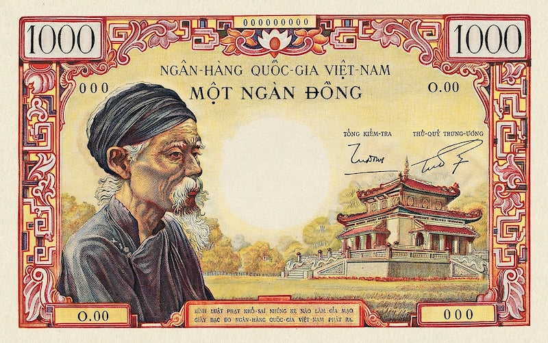 South Vietnam banknote, Việt Nam Cộng hòa đồng, 1000 Dong, 1955, Pick P-4A, UNC