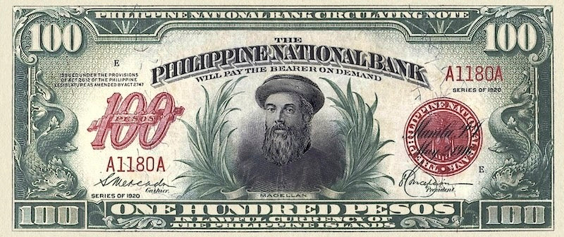 Philippines (United States) banknote, Philippine National Bank, 100 Pesos, 1916, Pick P-50, UNC