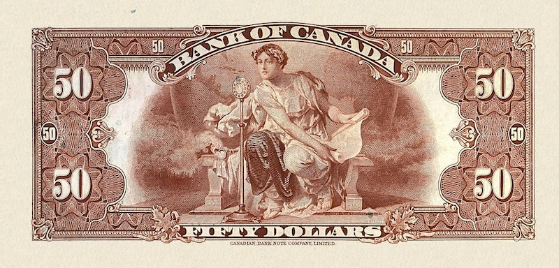 Canada banknotes, Bank of Canada English Series, $50 Dollars, 1935, Pick P-50, UNC
