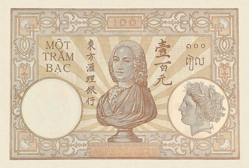 French Indo-China banknotes, Banque de l'Indochine, 100 Piastres, 1921, Pick P-51, UNC