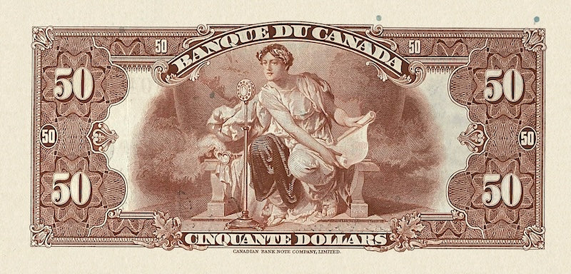 Canada banknotes, Banque du Canada French Series, $50 Dollars, 1935, Pick P-51, UNC