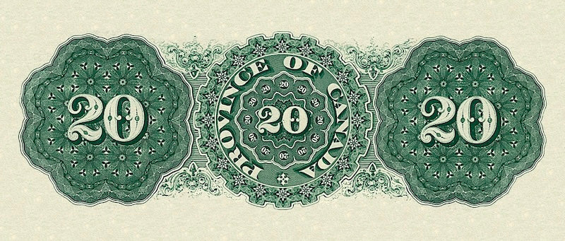 Province of Canada banknote, $20 Dollars, 1866, Pick P-5, UNC