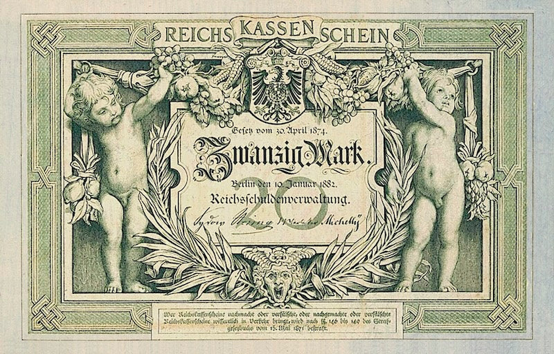 Germany banknote, Rentenbankschein, 20 Mark, 1882, Pick P-5, UNC