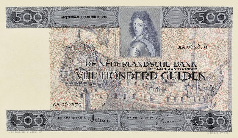 Netherlands banknote, Nederlandsche Bank, 500 Gulden, 1930, Pick P-52, UNC