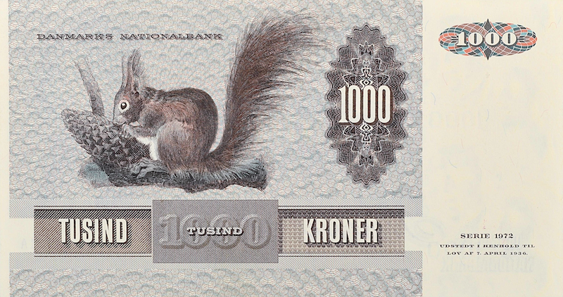 Denmark banknote, Danmarks Nationalbank, 1000 Kroner, 1972, Pick P-53, UNC