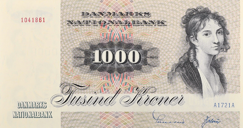 Denmark banknote, Danmarks Nationalbank, 1000 Kroner, 1972, Pick P-53, UNC