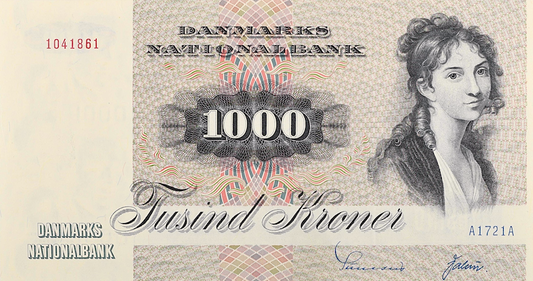 Denmark banknote, Danmarks Nationalbank, 1000 Kroner, 1972, Pick P-53, UNC