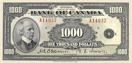 Canada banknotes, Bank of Canada English Series, $1000 Dollars, 1935, Pick P-56, UNC