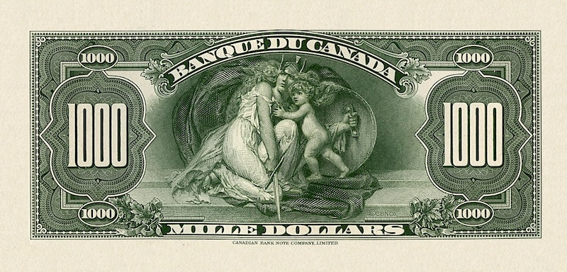 Canada banknotes, Banque du Canada French Series, $1000 Dollars, 1935, Pick P-57, UNC