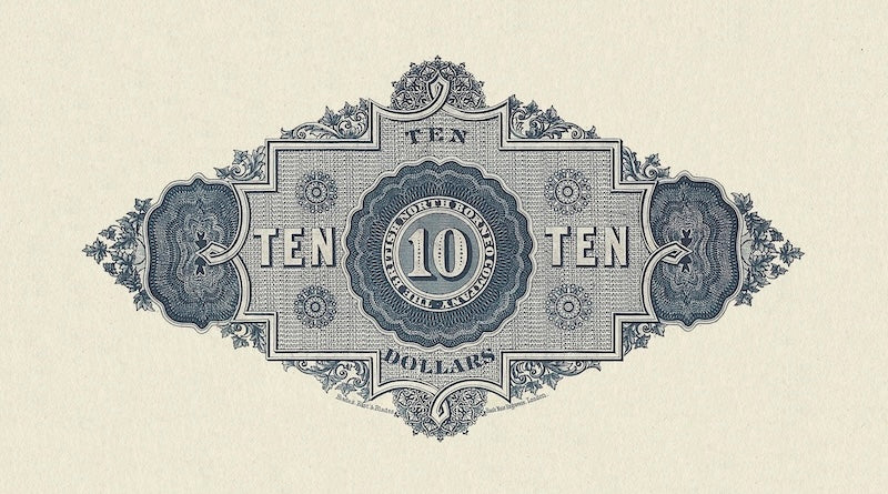 British North Borneo banknotes, $10 Dollars, 1886, Pick P-5, UNC