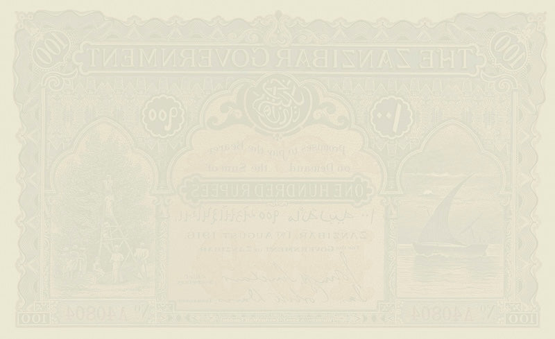 Zanzibar banknote, King George V (KGV), 100 Rupees, 1920, Pick P-6, UNC