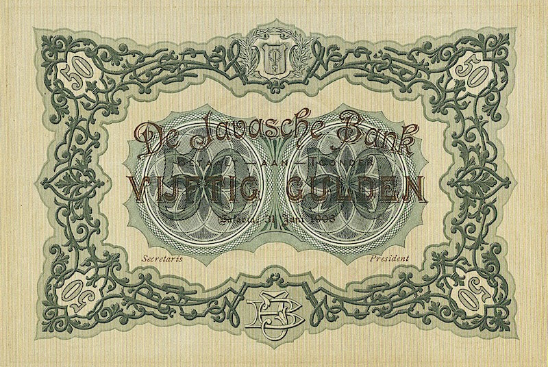 Banknotes Netherlands Indies, Uang Kuno Belanda, 50 Gulden, Year 1908, P-62B, UNC