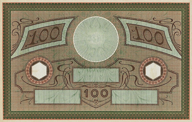 Banknotes Netherlands Indies, Uang Kuno Belanda, 100 Gulden, Year 1908, P-62C, UNC