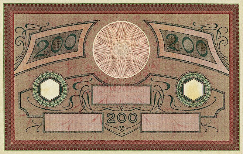 Banknotes Netherlands Indies, Uang Kuno Belanda, 200 Gulden, Year 1908, P-63, UNC