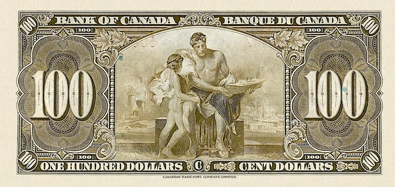 Canada banknote, Bank of Canada, $100 Dollars, 1937, Pick P-64, UNC