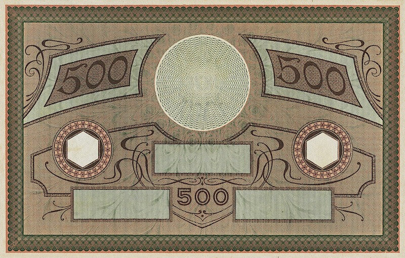 Banknotes Netherlands Indies, Uang Kuno Belanda, 500 Gulden, Year 1908, P-64, UNC