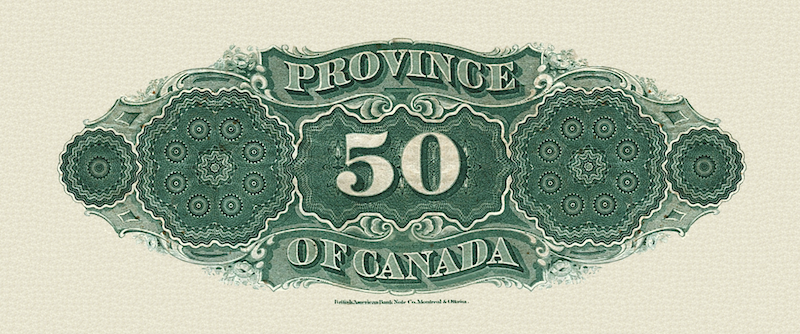 Province of Canada banknote, $50 Dollars, 1866, Pick P-6, UNC