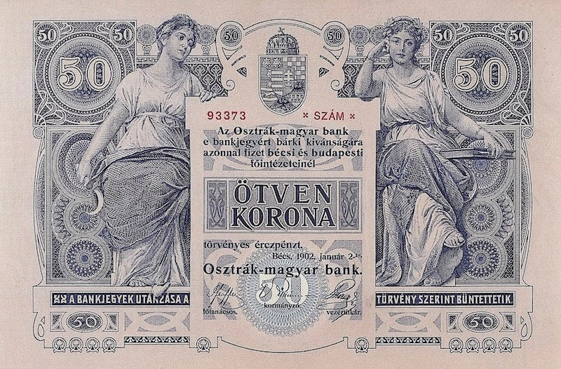 Austria-Hungary banknote, Austro-Hungarian (Osztrák-Magyar) Bank, 50 Kronen, 1902, Pick P-6, UNC