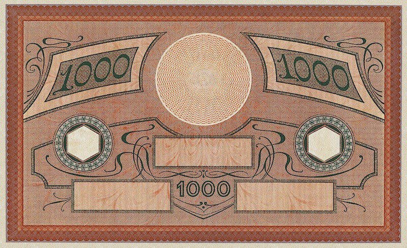 Banknotes Netherlands Indies, Uang Kuno Belanda, 1000 Gulden, Year 1908, P-65, UNC