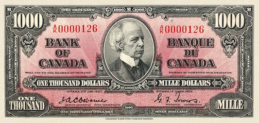 Canada banknote, Bank of Canada, $1000 Dollars, 1937, Pick P-65, UNC