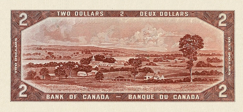 Canada banknotes, Elizabeth II (The Devil's Face), $2 Dollars, 1954, Pick P-67, UNC