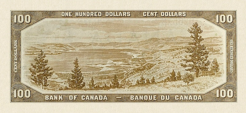 Canada banknotes, Elizabeth II (The Devil's Face), $100 Dollars, 1954, Pick P-72, UNC