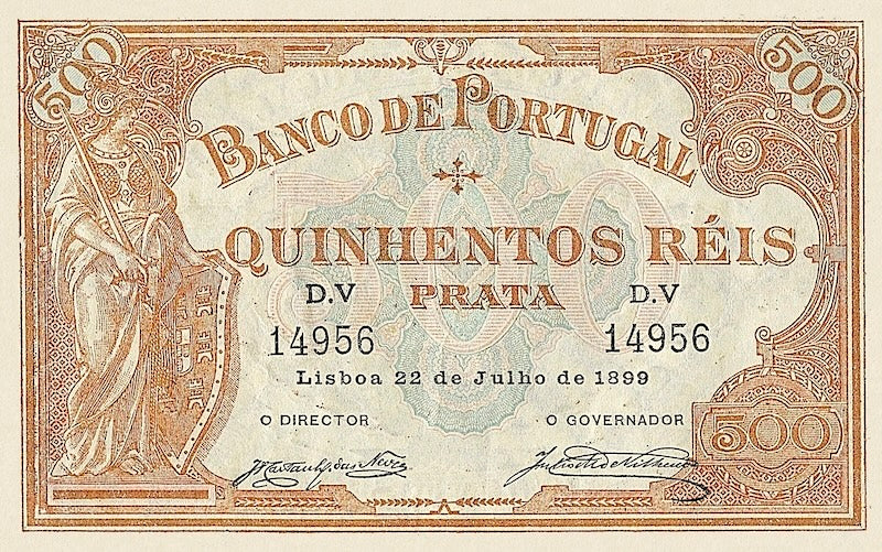 Banco de Portugal banknote, 500 Reis, 1893, Pick P-72, UNC