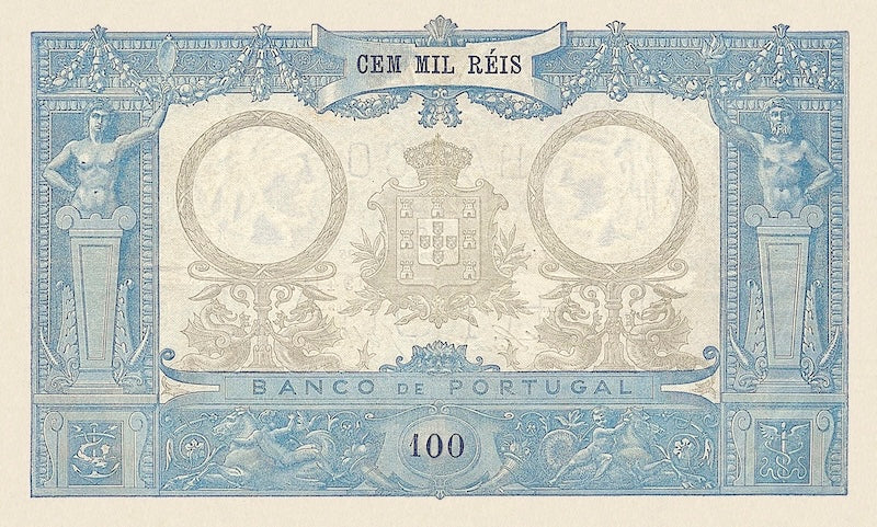 Banco de Portugal banknotes, 100 Mil Reis, 1893, Pick P-78, UNC